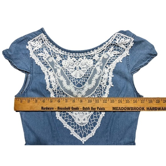 Women's Altar'd State Jean Dress with Crochet Details. Zipper back. Size Small. - Picture 5 of 10